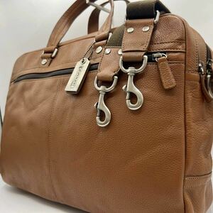 1円◎大人気/2部屋◎COACH コーチ ビジネスバッグ ブリーフケース トート ショルダーバッグ2way オールレザー シボ 大容量 A4 PC メンズ　