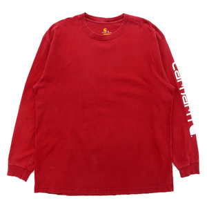 古着 カーハート CARHARTT ロングスリーブTシャツ ロンT 長袖 レッド サイズ表記：XL　gd82441