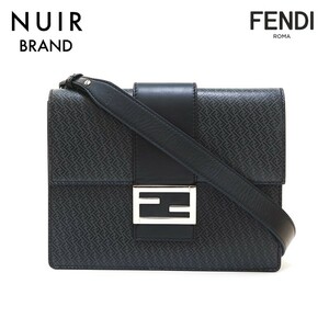 フェンディ FENDI ショルダーバッグ ズッカ レザー 斜め掛け ブラック