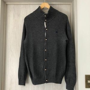 (k) BURBERRY バーバリー BLACK LABEL ブラックレーベル ニット ジャケット カーディガン ハイネック サイズ3 グレー 