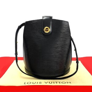 極 美品 希少品 LOUIS VUITTON ルイヴィトン ヴィンテージ クリュニー エピレザー 本革 ターンロック ショルダーバッグ ブラック 474-4