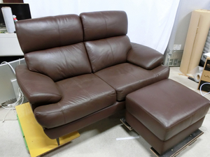 ニトリ 本革 オットマン付き 2シーター2P ソファ 2SEAT SOFA A16 LEATHER リビング MT