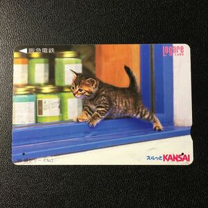 1999年7月1日発売柄ー猫シリーズ「窓辺を歩く猫」ー阪急ラガールカード(使用済スルッとKANSAI)