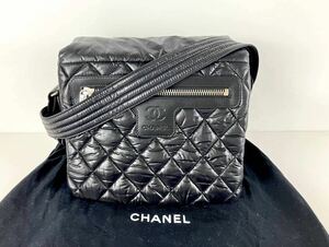 【ST110】 CHANEL シャネル ココマーク コココクーン ナイロン レザー メッセンジャー ショルダーバック 黒 ブラック 斜め掛け 15511309