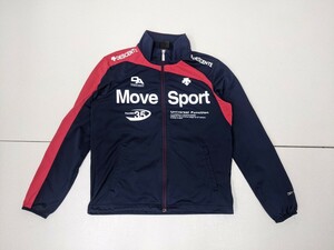 12．デサント Move Sport ドライトランスファー トレーニングジャケット 速乾ジャージブルゾン　 DAT-1304　メンズS ネイビー白赤x506