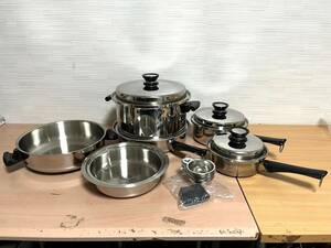 【未使用品あり】Amway Queen ステンレス調理器具セット 片手鍋 両手鍋 蓋付き 蒸し器 