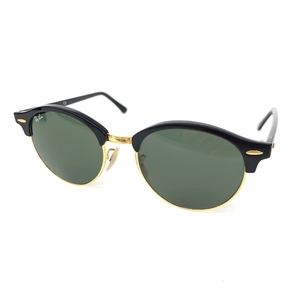 良好◆Ray-Ban レイバン クラブラウンド サングラス◆RB4246 ブラック×ゴールドカラー ユニセックス 51□19 145 3N sunglasses 服飾小物