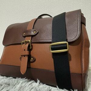 1円～【極美品・希少色】COACH コーチ ショルダーバッグ ハドソン ブラウン系 レザー ビジネス A4 メッセンジャー メンズ 通勤 マルチ色