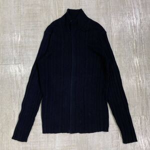 Calvin Klein Cotton Zip Up Knit カルバンクライン 比翼 ジッパー コットン リブ ジップアップ ロング スリーブ 長袖 ニット SIZE L