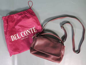 バッグ② DEL CONTE ハンドバッグ ショルダー 赤茶色 イタリア製★デルコンテ 2WAY レディース バッグ レッド ブラウン