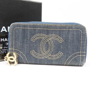 96190★1円スタート★CHANEL シャネル 美品 ココマーク 財布 小銭入れ ヴィンテージ コインケース/スパークリングデニム ブルー