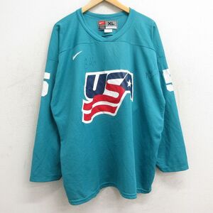 XL/古着 ナイキ NIKE 長袖 ビンテージ フットボール Tシャツ メンズ 00s USAロゴ 5 メッシュ地 サイン入り 大きいサイズ クルーネック