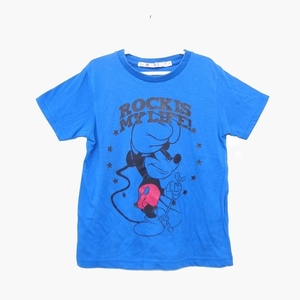 ユニクロ UNIQLO Disney 子供服 Tシャツ カットソー 半袖 綿混 プリント ミッキーマウス 120 ブルー 青 /HT12 キッズ