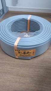 富士電線 2.0mm×3芯 100m巻 VVF2.0×3C×100m VVF ケーブル(灰) 600V 新品 未使用 未開封