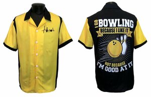 新品 2XLサイズ ボーリングシャツ オープンカラー 黄色×黒 1358 B 大きなサイズ オーバーサイズ イエロー ブラック ロカビリー 柄シャツ