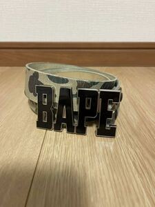 A BATHING APE 型押し レザー カモ ベルト bape ape 迷彩　size:M