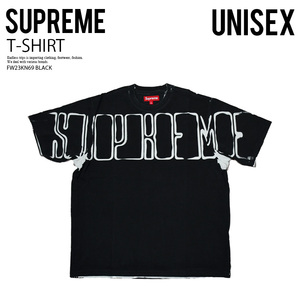 ■新品■Supreme シュプリーム■OVERPRINT KNOCKOUT S/S TOP オーバープリント ノックアウト 半袖 Tシャツ■MENS(L)■ブラック■FW23KN69