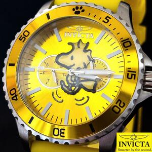 【スヌーピー.ウッドストック 】Snoopy/INVICTA/メンズ腕時計/インビクタ/男性用/プレゼントに/イエロー.黄色/お洒落/ウオッチ/激レア!!