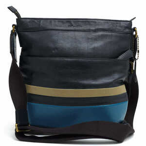 COACH コーチ ショルダーバッグ 70883 stripe patchwork Cross Body Messenger Bag 牛革