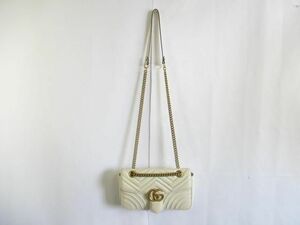 訳あり グッチ GUCCI ショルダーバッグ GGマーモント レザー 443497 ゴールド金具 アイボリー ホワイト レディース