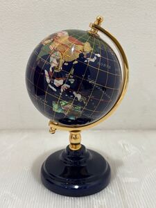 D(1129w12) 地球儀 置物 インテリア オブジェ 高さ約21cm 世界地図 卓上地球儀 天然石 机上アクセサリー