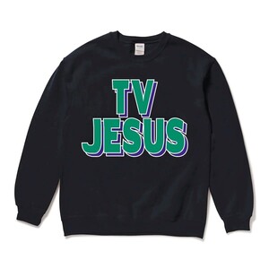 MAD MOUSE COMIC マッドマウスコミック TV JESUS SWEAT 8oz.裏起毛 スウェット トレーナー ブラック 黒 新作 新品【ＸＬ】