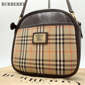 865【極美品】BURBERRY バーバリー ショルダーバッグ ポーチ 2way 斜め掛け ノバチェック ホースロゴ シャドーホース キャンバス レザー