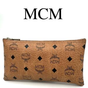 MCM エムシーエム ポーチ 小物入れ ヴィセトス柄 ロゴ金具 レザー