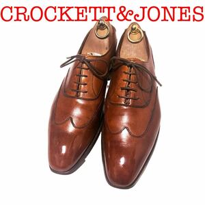 388.CROCKETT&JONES クロケットアンドジョーンズ TAVISTOCK ブラインドフルブローグ ビジネスシューズ 紳士靴 革靴 ブラウン 7D