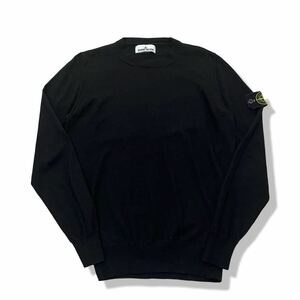 【2020AW】STONE ISLAND(ストーンアイランド) クルーネック ウールニット セーター ブラック M コンパスロゴパッチ 刺繍ロゴ クロアチア製