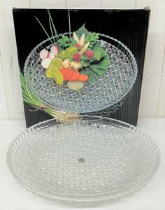 未使用品 HOYA 保谷 ホヤ 盛皿 菓子皿 菊かごめ CORDIAL GLASS COLLECTION 硝子工芸 工芸品 ガラス美術 RETRO レトロ VINTAGE ヴィンテージ