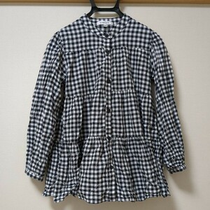 GLOBAL WORK【キッズ】ティアードブラウス長袖/GWKグローバルワーク　XXL（130〜140）　女児　ガールズ チェック柄 チュニック シャツ 