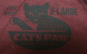 ST64キャッツポーCATS PAW古着ポケットTシャツXLビッグサイズTシャツVネックTシャツ小豆系Tシャツ無地Tシャツ/オールド＆レトロスタイ