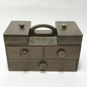 ■ 古い小引出 木製 裁縫箱 針箱 収納箱 現状品 昭和レトロ (0990013377)