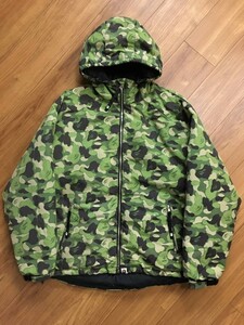 A BATHING APE アベイシングエイプ ABCカモ 猿迷彩 フード ダウンジャケット パーカー サイズM