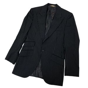 K302-12 DOLCE＆GABBANA ドルチェ＆ガッバーナ ジャケット ブレザー ストライプ スーツ 上着 羽織り アウター メンズ 紳士 ブラック 44