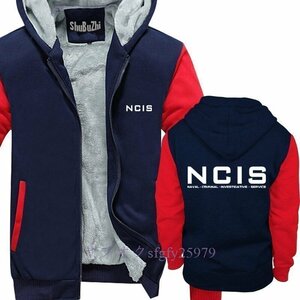 P825☆新品NCIS ネイビー 犯罪捜査班 ロゴ パーカースウェット ジャケット フード メンズ厚手 海外ドラマ コスチューム