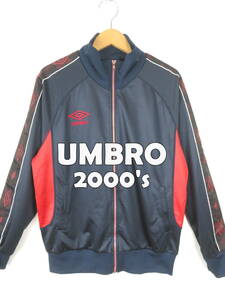 00s UMBRO アンブロ ★ ハイネック トラックジャケット O ★ デサント トラックトップ ジャージ サッカー 袖ライン ネイビー オアシス