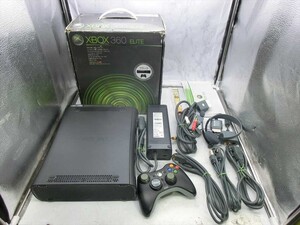 T【4ふ-36】【100サイズ】XBOX360 ELITE/ブラック/箱付/ゲーム機/通電可/ジャンク扱い※外箱にイタミあり