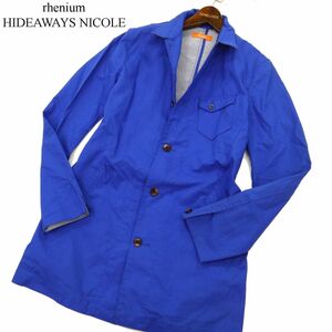 rhenium HIDEAWAYS NICOLE ハイダウェイ ニコル 通年 裏ストライプ★ ステンカラーコート Sz.46　メンズ ネイビー　C3T07126_8#O