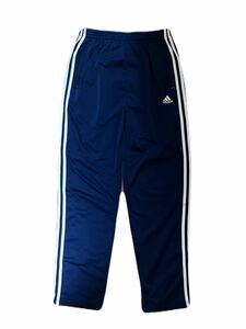 一円スタート　90s adidas 国旗タグ トラックパンツ サイドボタン 付き L ネイビー