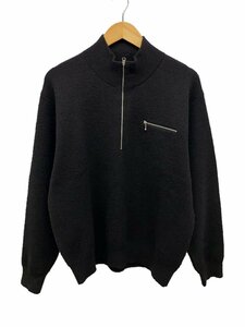 STUSSY◆24SS/Half Zip Mock Neck/ニット・セーター(薄手)/M/ポリエステル/BLK/117219