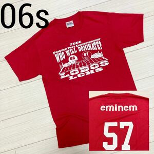 06s■Eminem■powder-puff football Tシャツ M 赤 レッド 半袖 エミネム 57 2006 メキシコ製 CHAMPIONSHIP