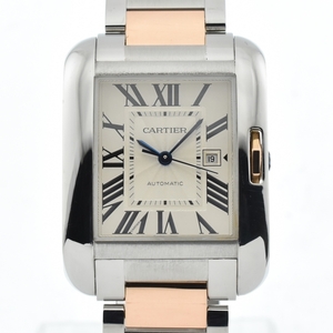 カルティエ CARTIER W5310007 タンクアングレーズ LM デイト SS/K18RG 自動巻き メンズ 良品 内箱付き D#135855