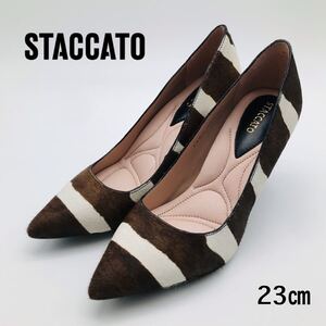 【未使用】STACCATO ストライプ柄毛ハ イヒール 23cm LXX35