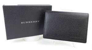 【1円～/未使用】F1023 BURBERRY バーバリー レザー 名刺入れ カードケース パスケース 内側 ノヴァチェック ノバチェック メンズ ブラック