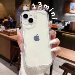 iPhone13miniケース うねうね クリア なみなみ ウェーブ 透明