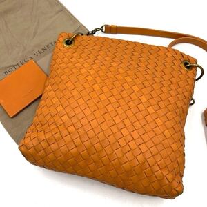 1円【美品】入手困難品 BOTTEGA VENETA ボッテガヴェネタ ショルダーバッグ サコッシュ 斜め掛け イントレチャート メンズ レザー 本革 