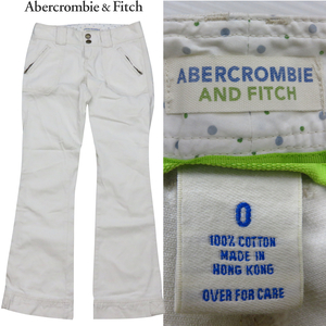 10●●A&F アバクロンビー＆フィッチ 0サイズ Abercrombie & Fitch ホワイト パンツ ウエスト78 w77 w79 ブーツカット 綿100% 白色