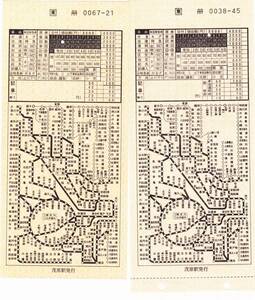 【JR東日本】茂原駅発行　地図式特別補充券　国鉄地紋・JR地紋　2種　JR地紋はミミ付き